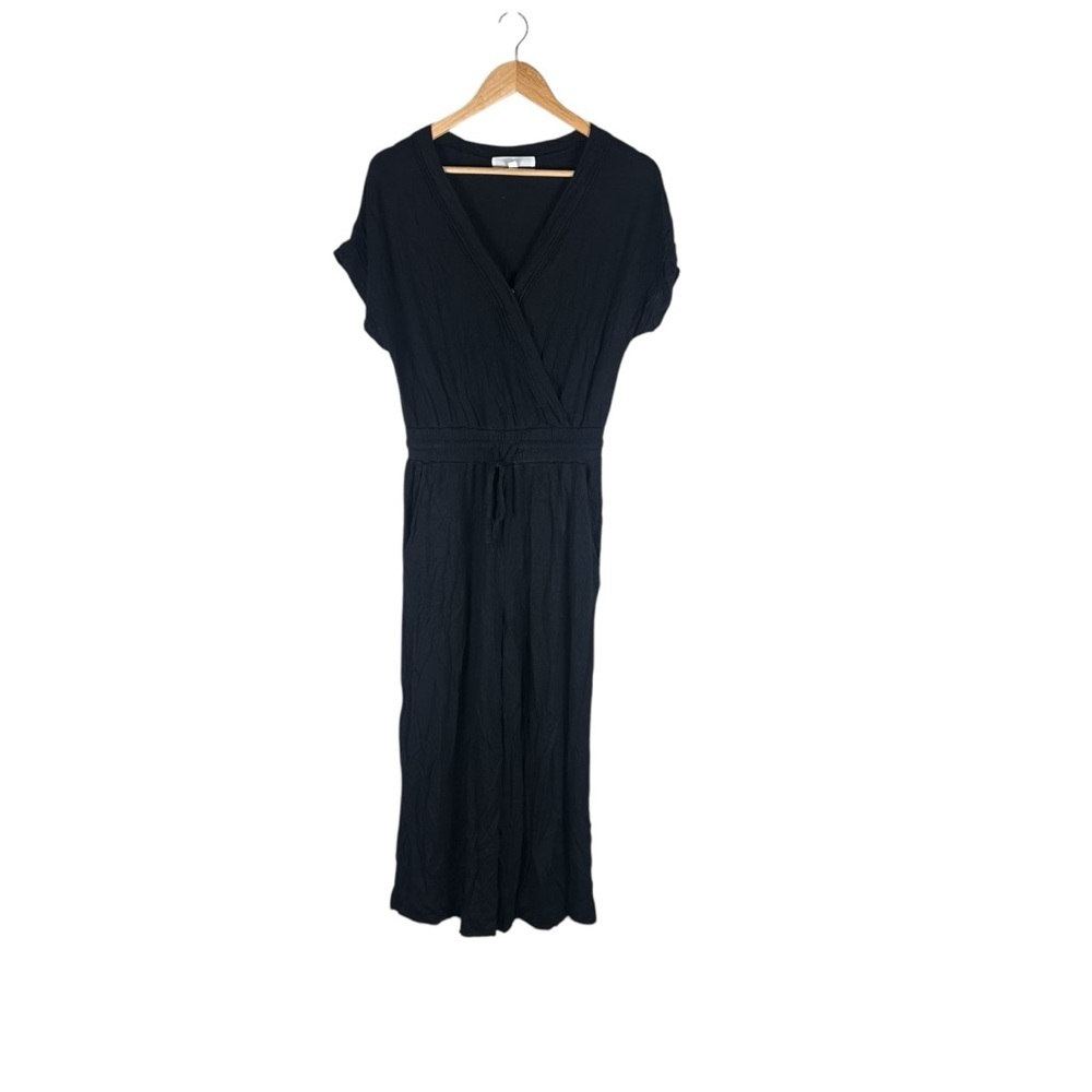 Adyson Parker Modal/Spandex Wide Leg Romper Jumpsuit Black Size Medium